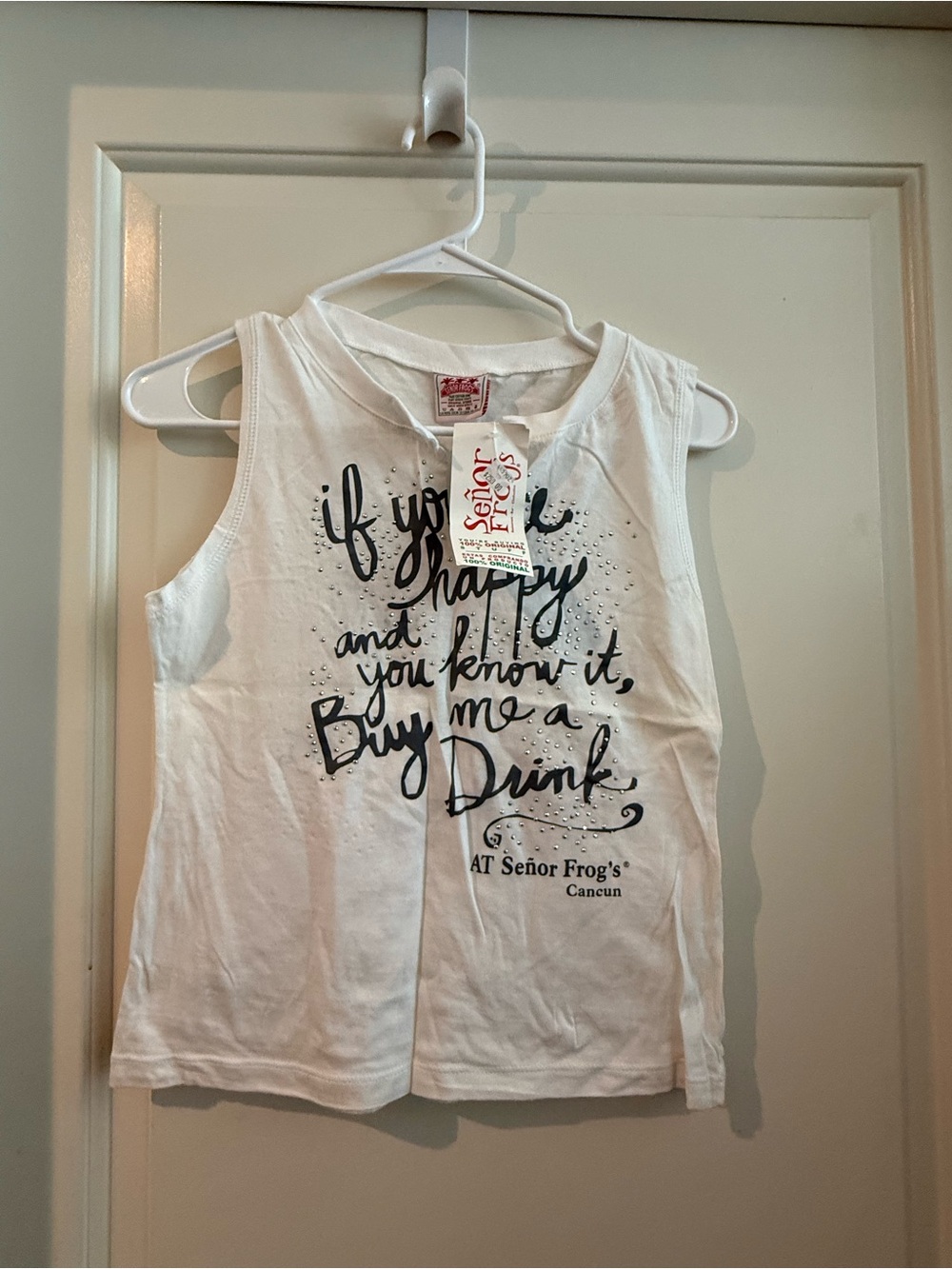 Late 90s/Early 00s Señor Frog's White Graphic Tank Top